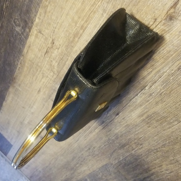 GIVENCHY Seashell RARE Reptile Black Leather Gold Top handle & Monogram Unique - Picture 15 of 17